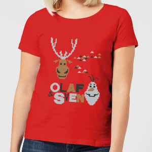 Disney Frozen Olaf and Sven Women's Christmas T-Shirt - Red