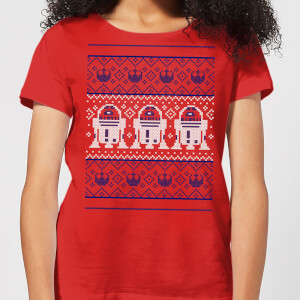 Star Wars R2-D2 Knit Women's Christmas T-Shirt - Red