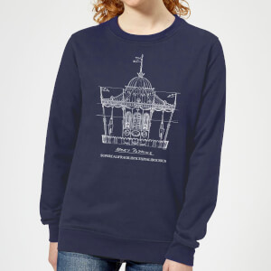 Mary Poppins Carousel Sketch Women's Christmas Sweatshirt - Navy