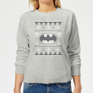 DC Batman Knit Women's Christmas Sweatshirt - Grey