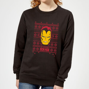 Marvel Iron Man Face Women's Christmas Sweatshirt - Black