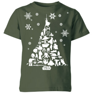 Star Wars Character Christmas Tree Kids' Christmas T-Shirt - Forest Green