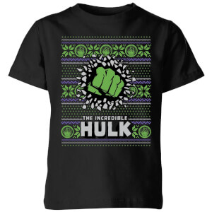 Marvel Hulk Punch Kids' Christmas T-Shirt - Black