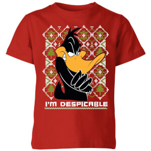 Looney Tunes Daffy Duck Knit Kids' Christmas T-Shirt - Red