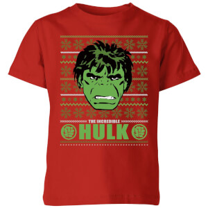Marvel Hulk Face Kids' Christmas T-Shirt - Red
