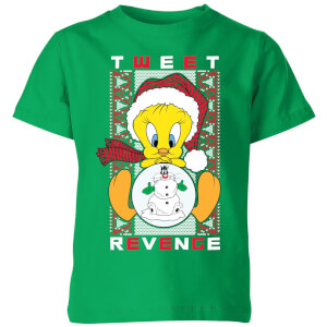 Looney Tunes Tweety Pie Tweet Revenge Kids' Christmas T-Shirt - Kelly Green
