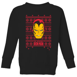 Marvel Iron Man Face Kids' Christmas Sweatshirt - Black