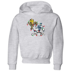 Star Wars Tangled Fairy Lights Droids Kids' Christmas Hoodie - Grey