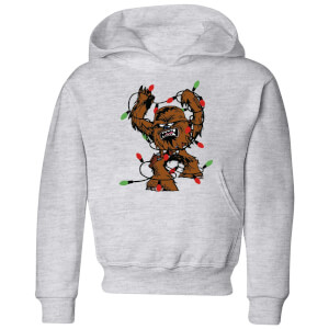 Star Wars Tangled Fairy Lights Chewbacca Kids' Christmas Hoodie - Grey