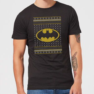 DC Batman Knit Men's Christmas T-Shirt - Black