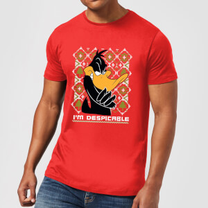 Looney Tunes Daffy Duck Knit Men's Christmas T-Shirt - Red