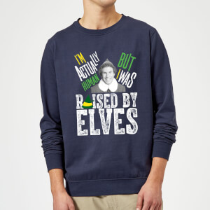 Elf Raised By Elves Christmas Sweatshirt - Navy