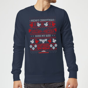 National Lampoon Merry Christmas Knit Christmas Sweatshirt - Navy