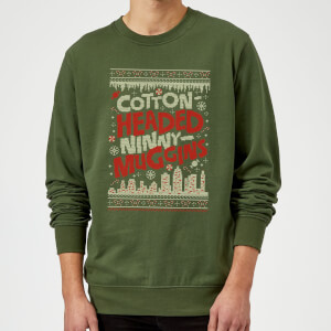 Elf Cotton-Headed-Ninny-Muggins Knit Christmas Sweatshirt - Forest Green