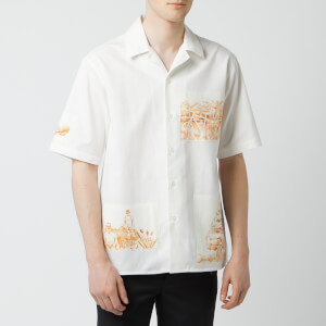 AMI Men's Camp Collar Patch Shirt - White