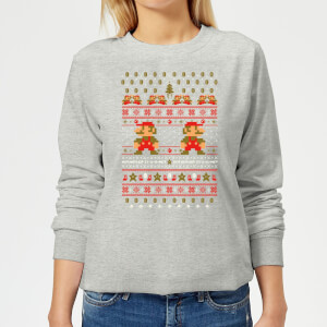 Nintendo Super Mario Mario Ho Ho Ho Its A Me Christmas Women's Christmas Sweatshirt - Grey