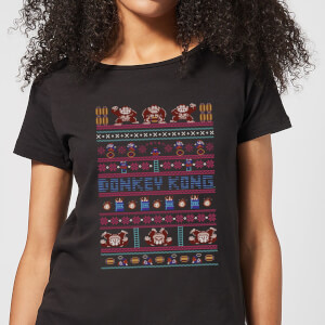 Nintendo Donkey Kong Retro Black Christmas Women's Christmas T-Shirt - Black