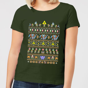 Nintendo Retro Women's Christmas T-Shirt - Forest Green
