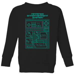Nintendo NES Controller Blueprint Kid's Sweatshirt - Black