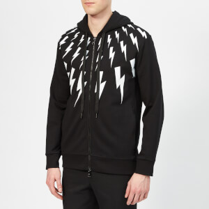 Neil Barrett Men's Bolt Fairisle Zip Hoodie - Black/White