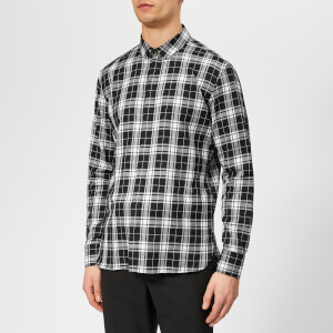 Neil Barrett Men's Pierced Collar Tartan Shirt - Black/White