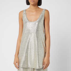 Balmain Women's Laminated Knit Tank Top - Silver