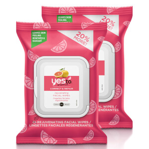 yes to Grapefruit Correct & Repair Rejuvenating Facial Wipes - 30 Count (2 Pack)
