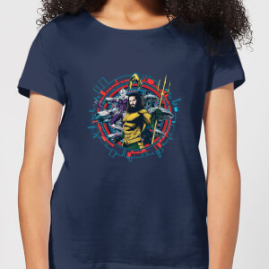 Aquaman Circular Portrait Women's T-Shirt - Navy