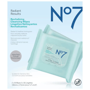 Boots No.7 Radiant Results Revitalising Wipes Value Pack 2.5oz