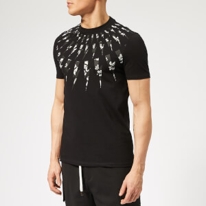 Neil Barrett Men's Fairisle Floral Lightning Bolt T-Shirt - Black