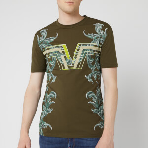 Versace Collection Men's V Floral Print T-Shirt - Moss