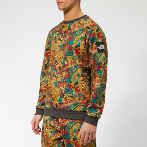 The North Face Men's Fine 2 Crew Neck Sweatshirt - Leopard Yellow Genesis Print