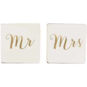 Sass & Belle Set of 2 Mr & Mrs Gold Coasters