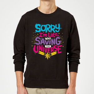 Captain Marvel Sorry I'm Late Sweatshirt - Black