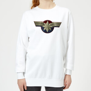 Captain Marvel Chest Emblem Women's Sweatshirt - White