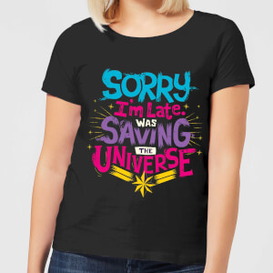 Captain Marvel Sorry I'm Late Women's T-Shirt - Black