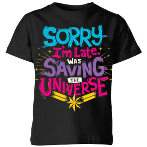 Captain Marvel Sorry I'm Late Kids' T-Shirt - Black