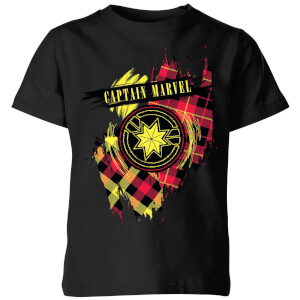 Captain Marvel Tartan Patch Kids' T-Shirt - Black