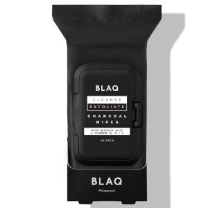 BLAQ Cleanse and Exfoliate Charcoal Wipes with AHA and Glycolic (25 Pack)