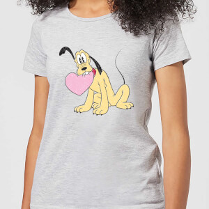 Disney Pluto Love Heart Women's T-Shirt - Grey