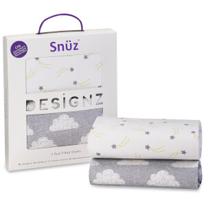 Snüz Bedside Crib 2 Pack Fitted Sheets - Cloud Nine