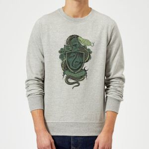 Harry Potter Slytherin Drawn Crest Sweatshirt - Grey