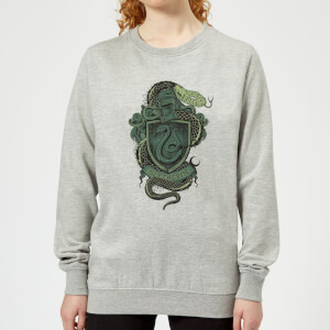 Harry Potter Slytherin Drawn Crest Women's Sweatshirt - Grey