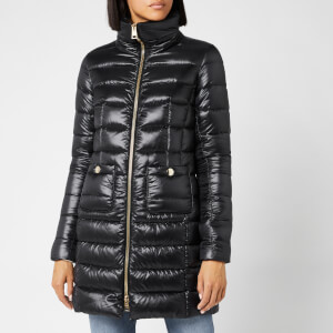 Herno Women's Maria Iconic Long Quilted Fitted Coat - Black