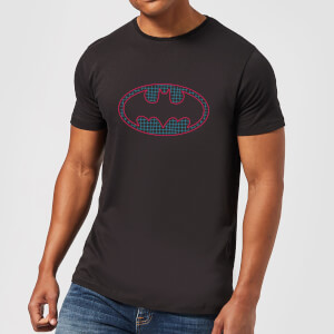 Justice League Batman Retro Grid Logo Men's T-Shirt - Black