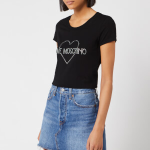 Love Moschino Women's Diamonte Logo T-Shirt - Black