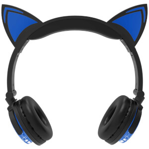 Live Love Music Light Up Cat LED Bluethooth Headphones - Blue