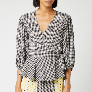 Ganni Women's Printed Crepe Top - Black