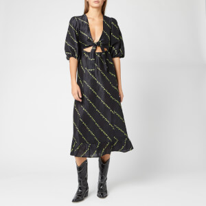 Ganni Women's Silk Linen Dress - Black