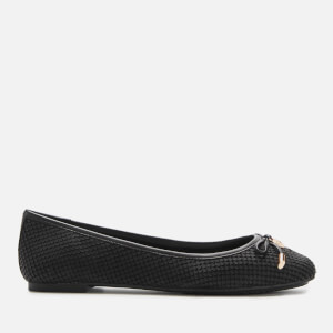 Dune Women's Harpar Leather Ballet Flats - Black Reptile